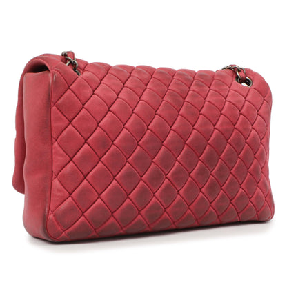 Exclusive Chanel Burgundy Quilted Iridescent Calfskin Large New Bubble Flap — Back View