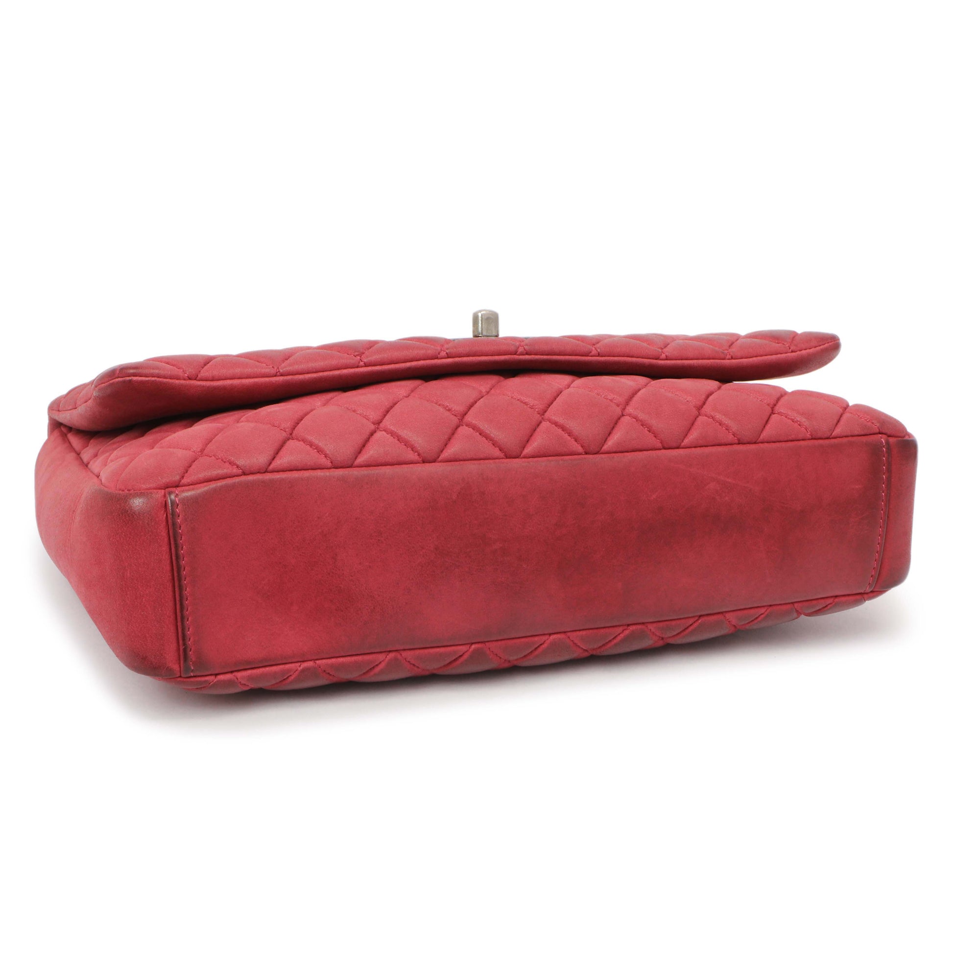 Exclusive Chanel Burgundy Quilted Iridescent Calfskin Large New Bubble Flap — Top View