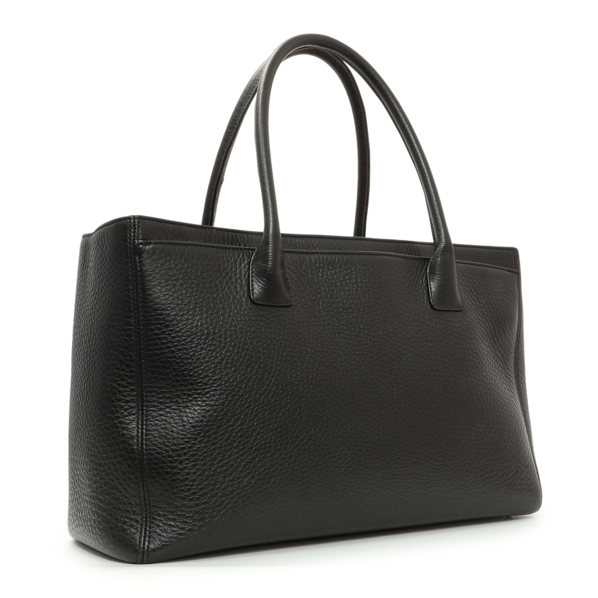 Exclusive Chanel Black Calfskin Cerf Executive Shopper Tote — Side View