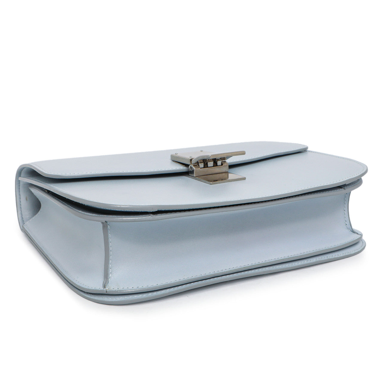 Exclusive Celine Pale Blue Box Calfskin Medium Classic Flap Bag — Back View