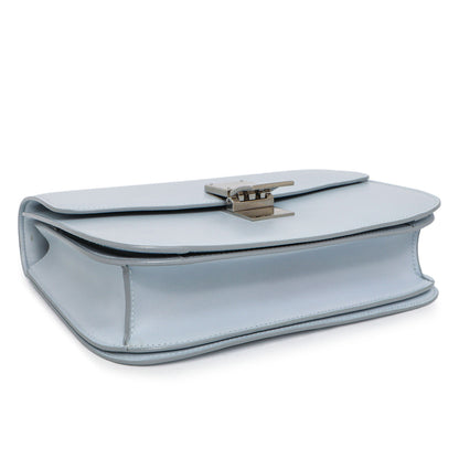 Exclusive Celine Pale Blue Box Calfskin Medium Classic Flap Bag — Back View