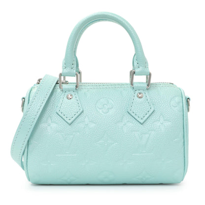 Exclusive Louis Vuitton Pearly Lagoon Turquoise Empreinte Monogram Nano Speedy — Front View