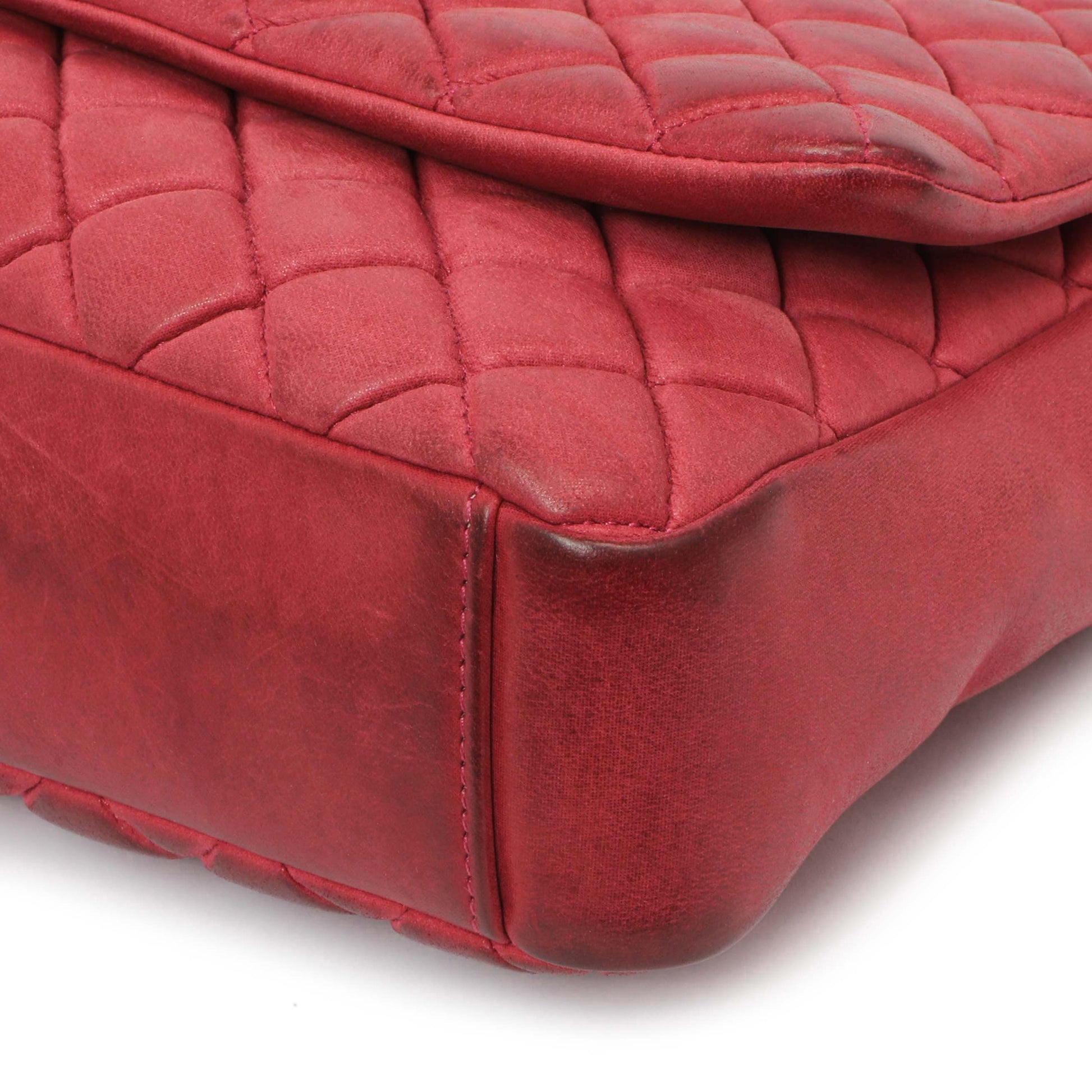 Exclusive Chanel Burgundy Quilted Iridescent Calfskin Large New Bubble Flap — Lifestyle View