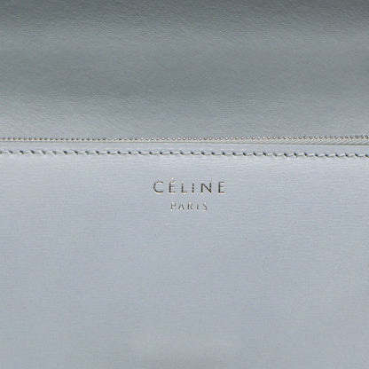 Exclusive Celine Pale Blue Box Calfskin Medium Classic Flap Bag — Detail View