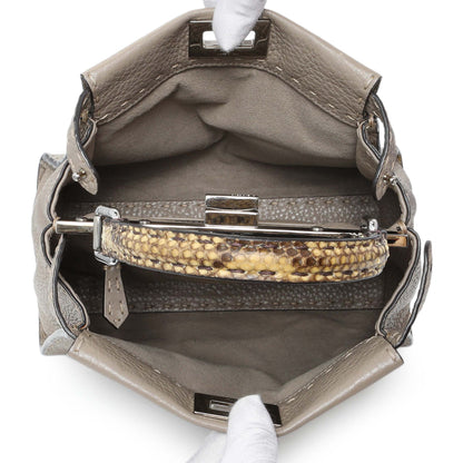Exclusive Fendi Plaster Cuoio Romano Snakeskin Selleria Mini Peekaboo Iconic Satchel — Top View