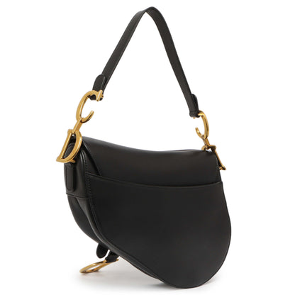 Exclusive Christian Dior Black Smooth Calfskin Saddle Bag — Side View