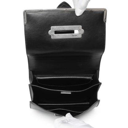 Exclusive Prada Black City Calf Saffiano Cahier Bag — Top View
