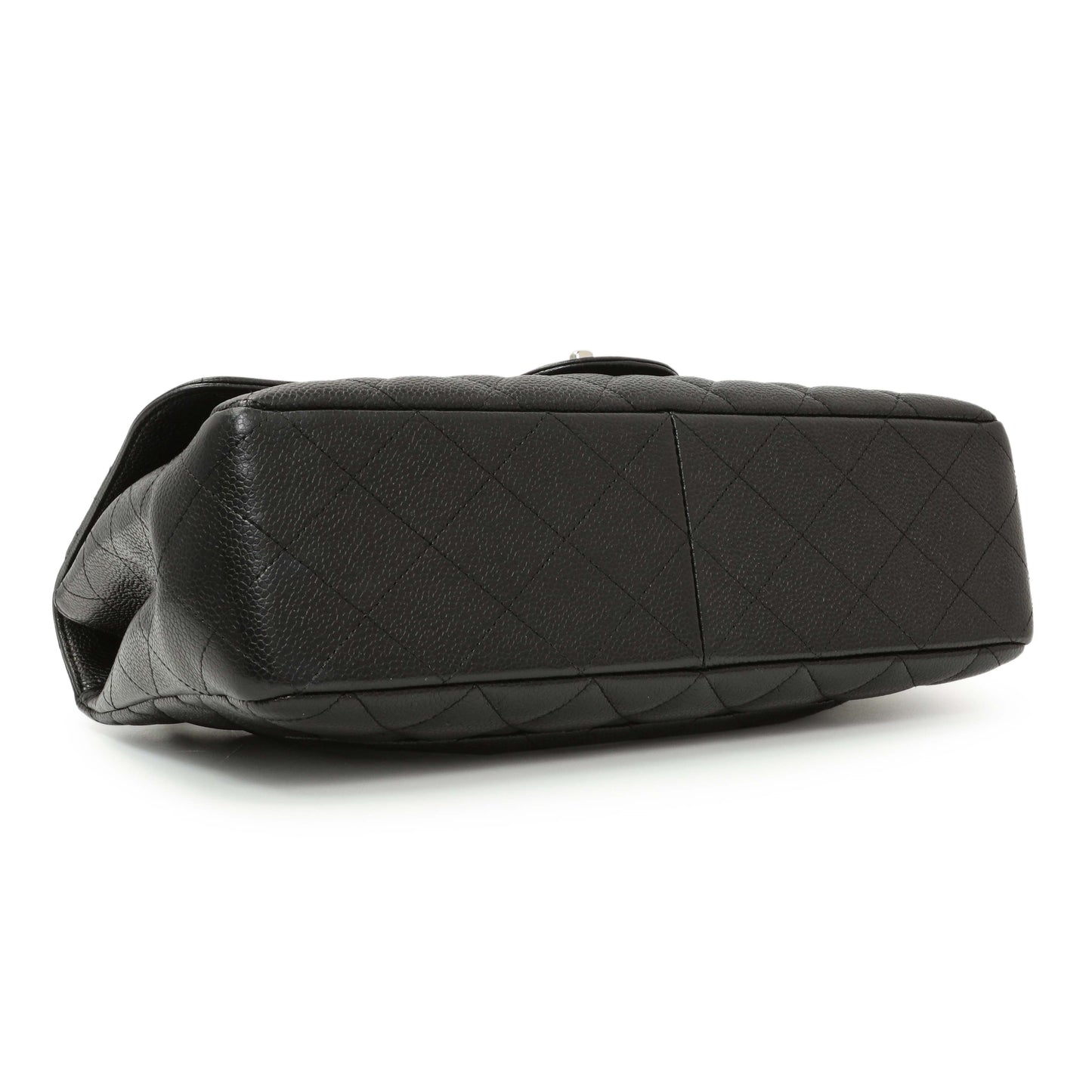 Exclusive Chanel Black Quilted Caviar Jumbo Single Flap — Back View