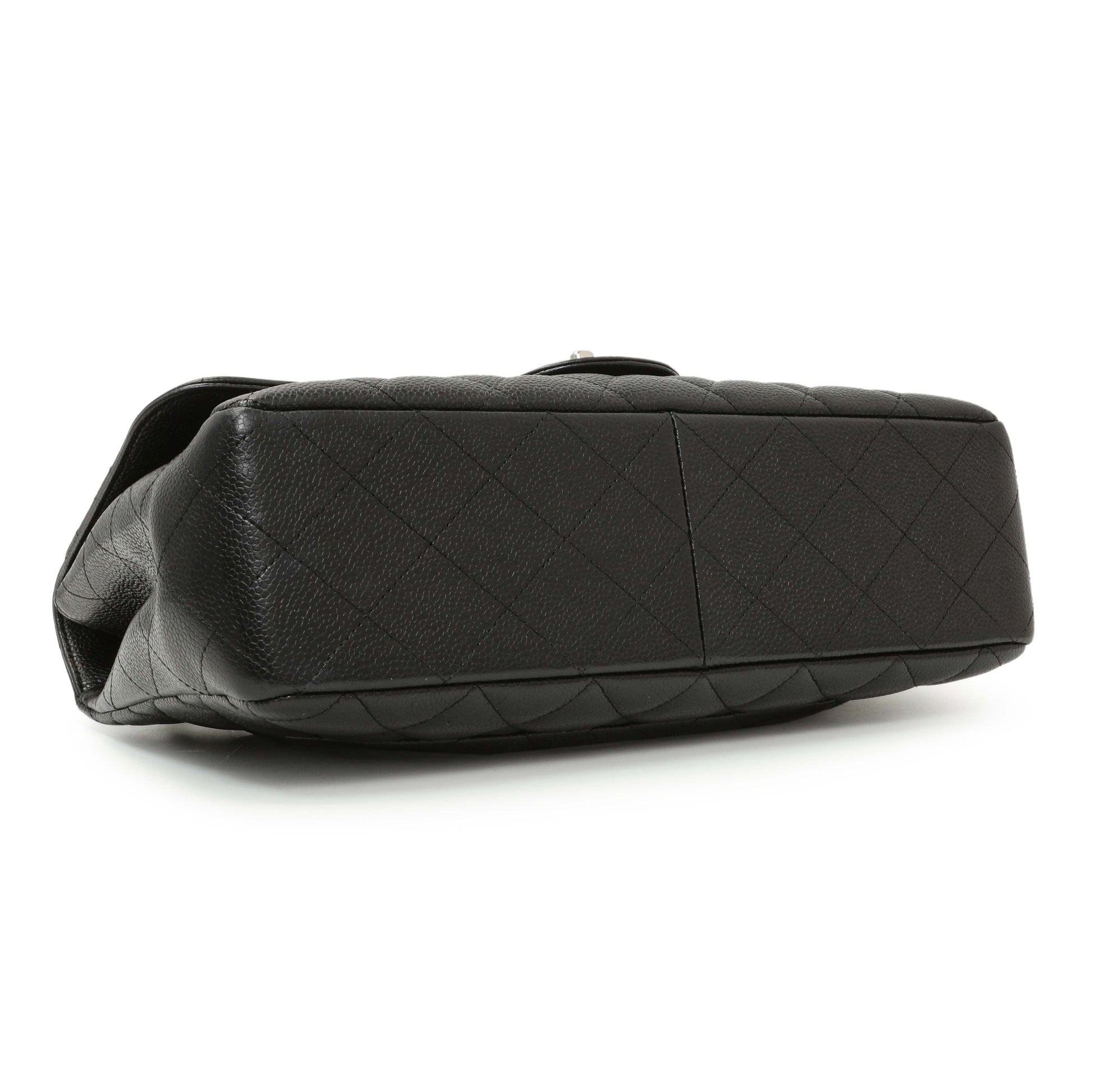 Exclusive Chanel Black Quilted Caviar Jumbo Single Flap — Back View
