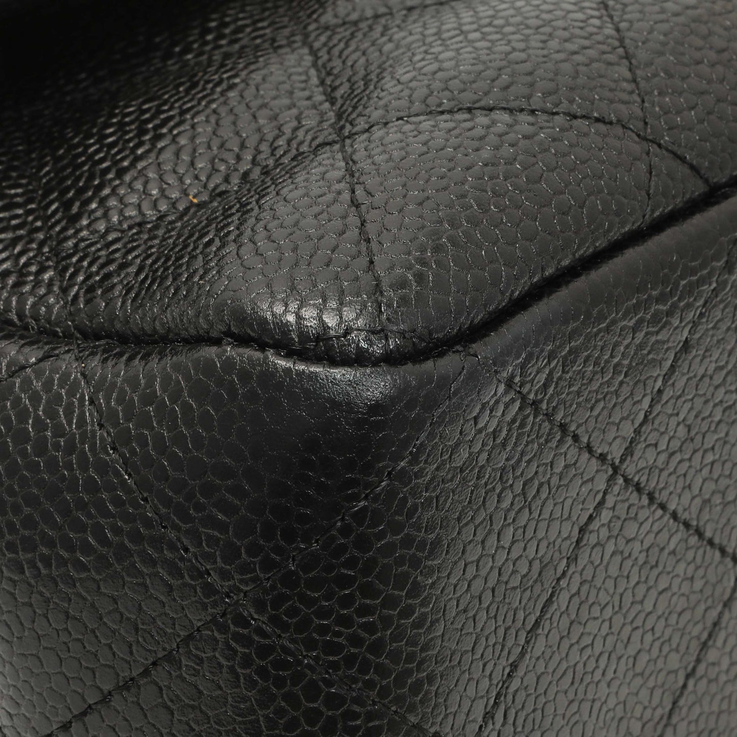 Exclusive Chanel Black Quilted Caviar Jumbo Single Flap — Top View