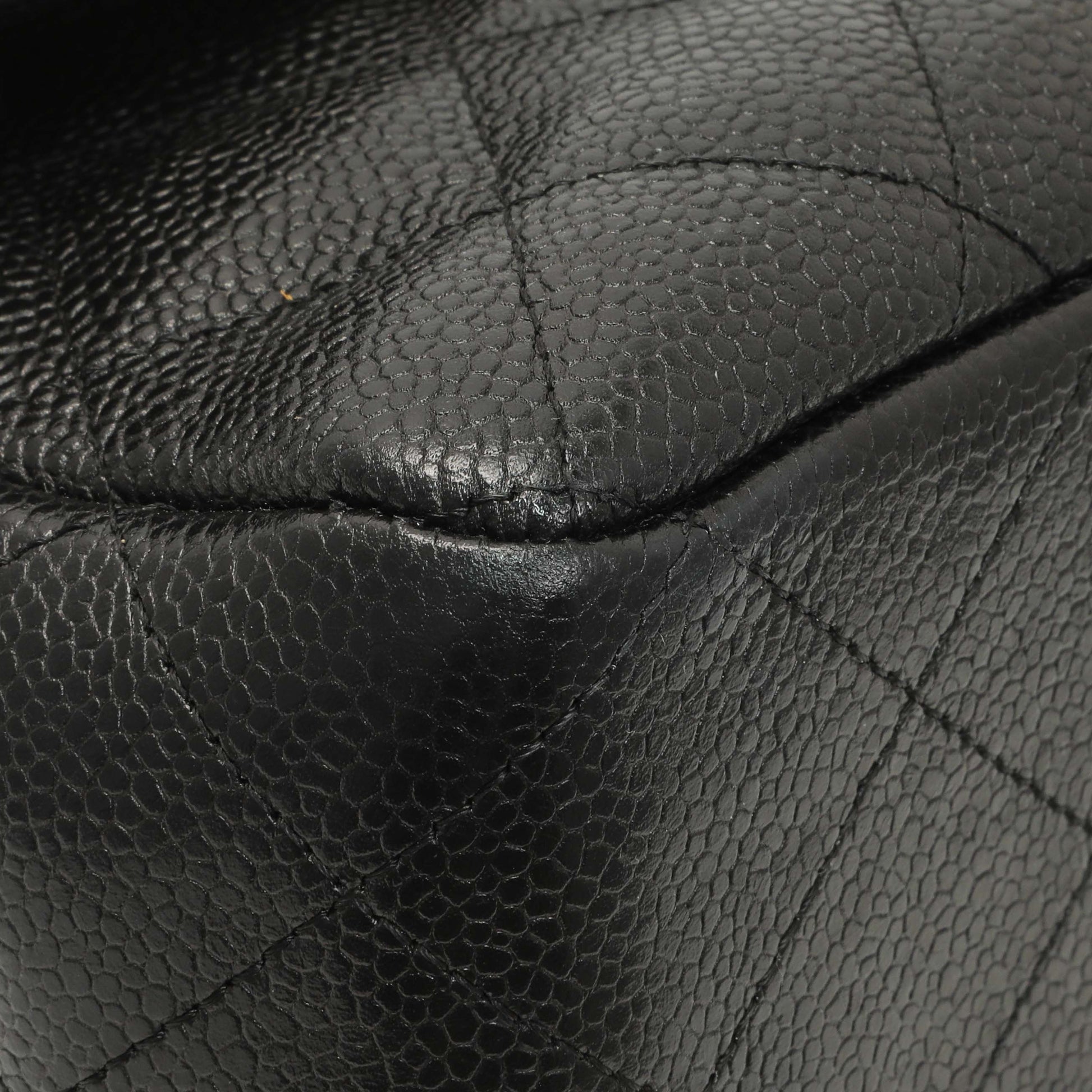 Exclusive Chanel Black Quilted Caviar Jumbo Single Flap — Top View