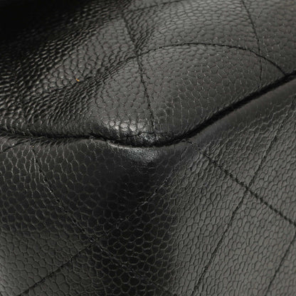 Exclusive Chanel Black Quilted Caviar Jumbo Single Flap — Top View