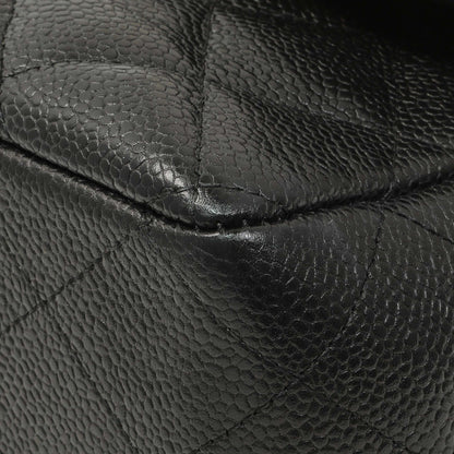 Exclusive Chanel Black Quilted Caviar Jumbo Single Flap — Detail View