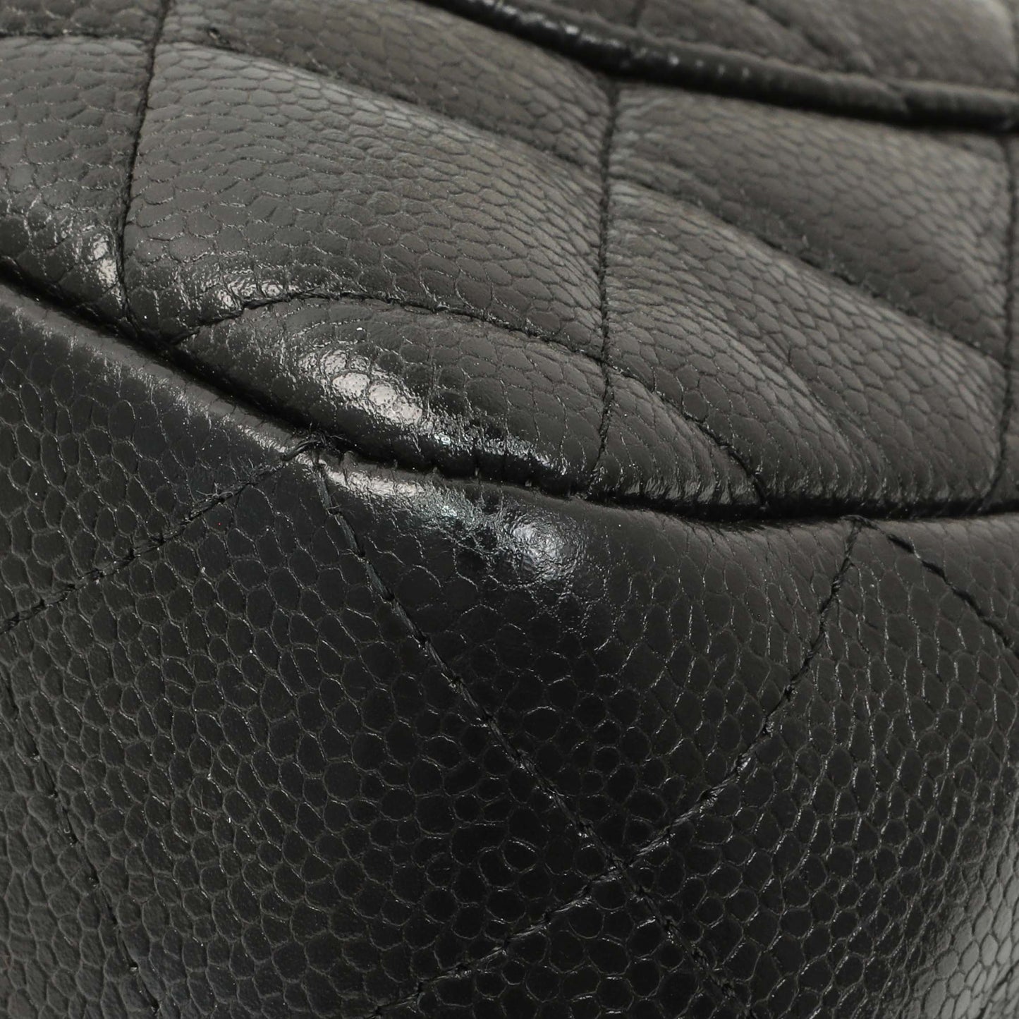 Exclusive Chanel Black Quilted Caviar Jumbo Single Flap — Alternate View 7