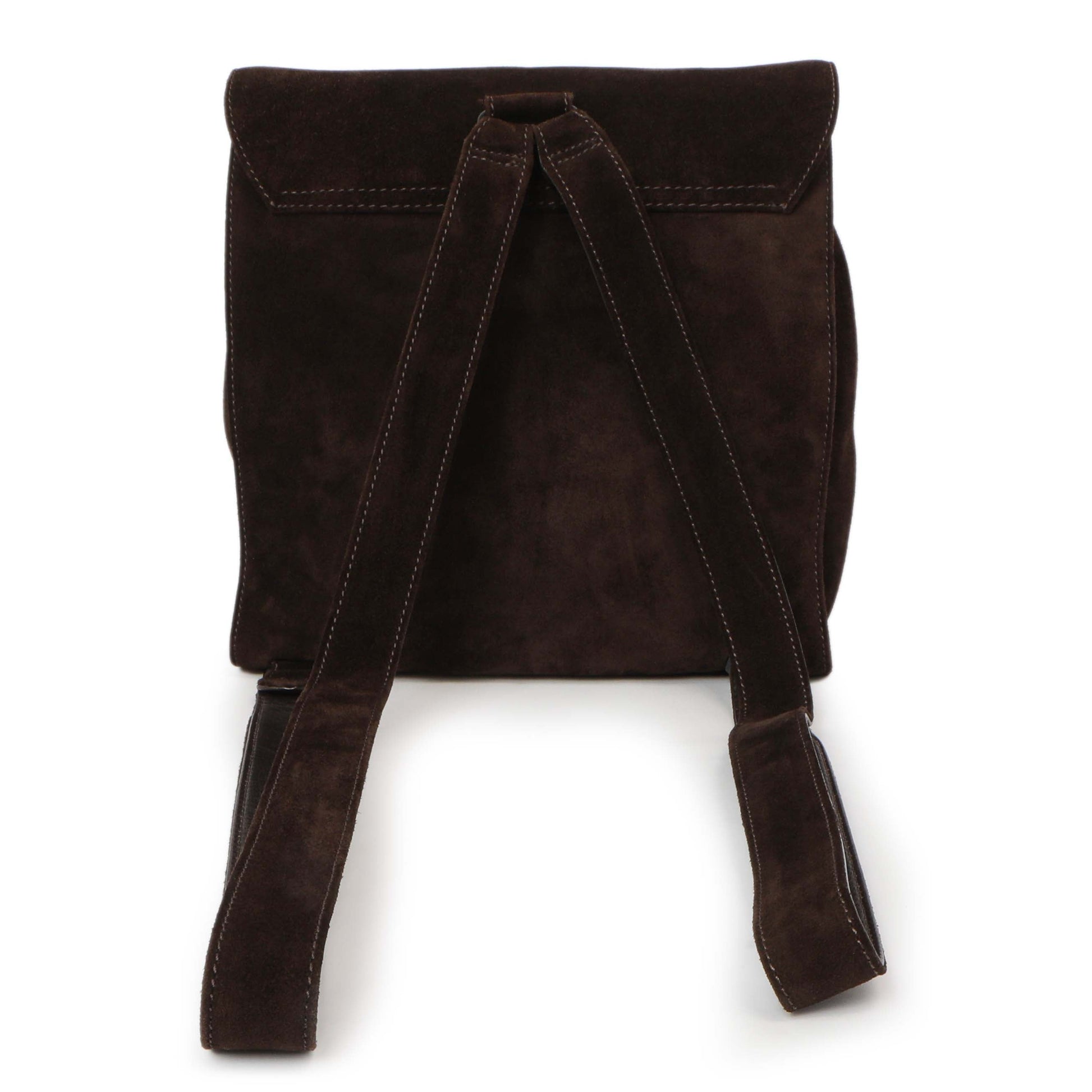 Exclusive Chanel Brown Suede CC Backpack — Side View
