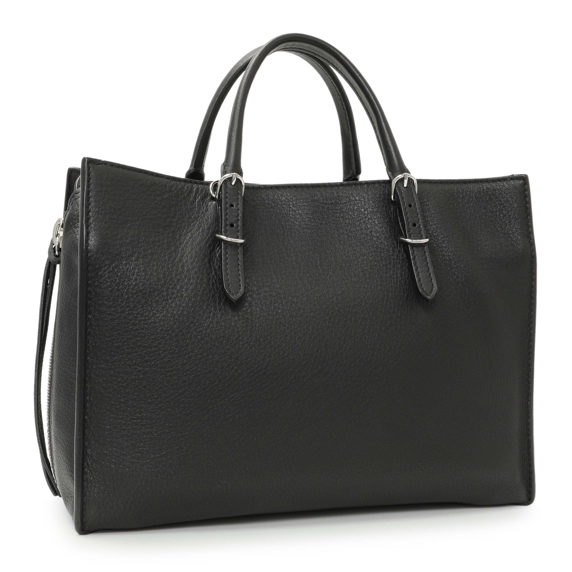 Exclusive Balenciaga Black Veau Papier A6 Zip Around Black Tote — Side View