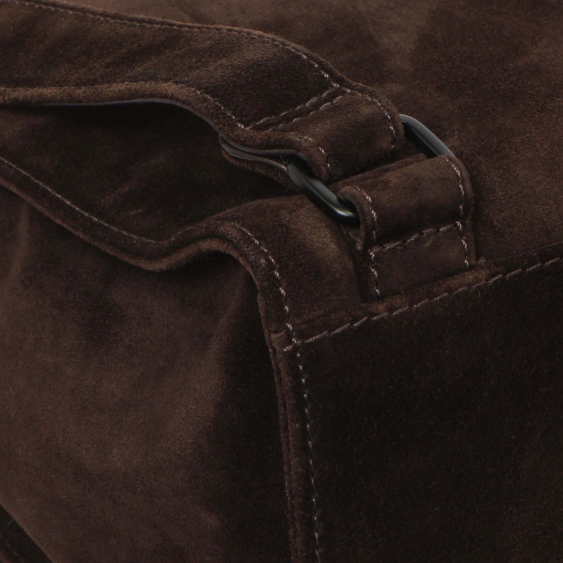 Exclusive Chanel Brown Suede CC Backpack — Lifestyle View