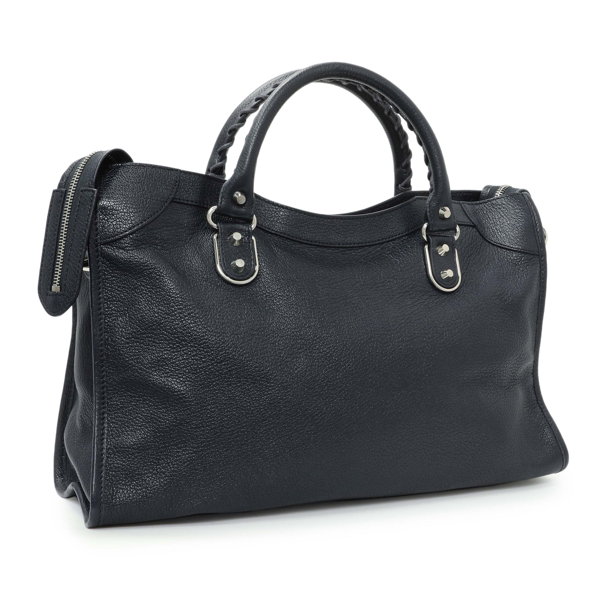 Exclusive Balenciaga Bleu Nuit Chevre Metallic Edge City — Side View