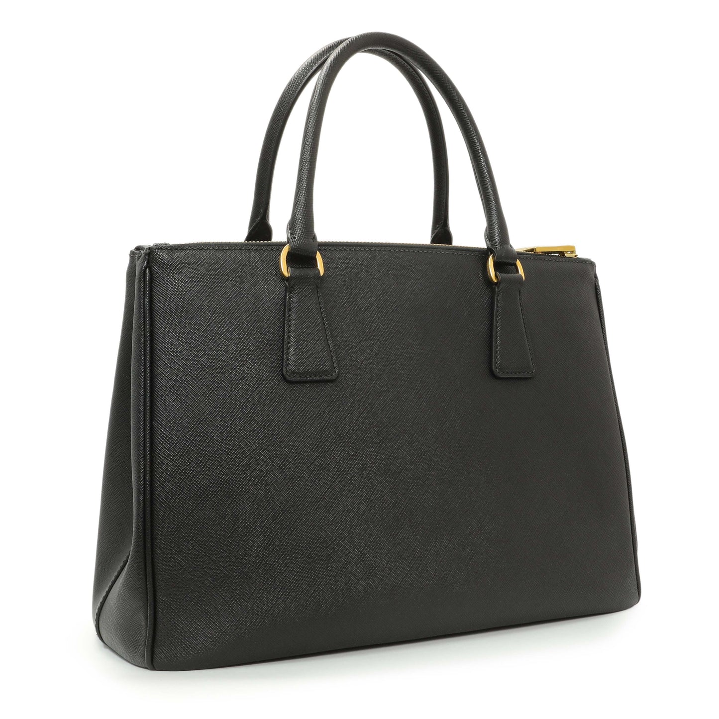 Exclusive Prada Black Saffiano Medium Galleria Double Zip Tote — Side View