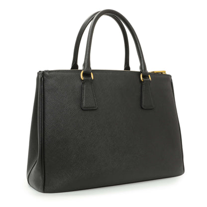 Exclusive Prada Black Saffiano Medium Galleria Double Zip Tote — Side View