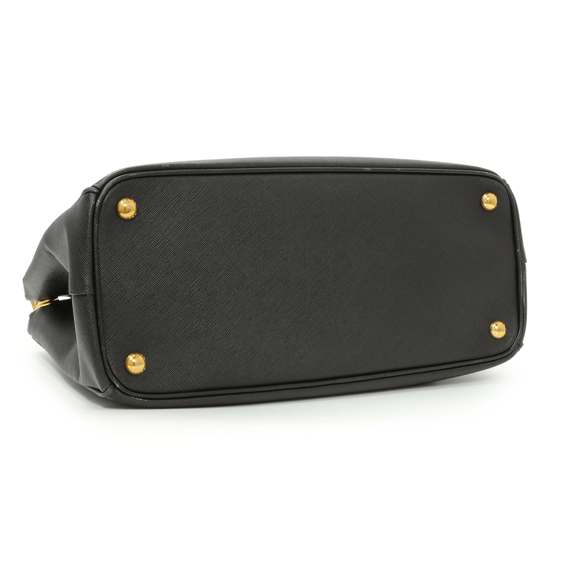 Exclusive Prada Black Saffiano Medium Galleria Double Zip Tote — Back View
