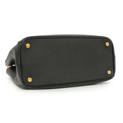 Exclusive Prada Black Saffiano Medium Galleria Double Zip Tote — Back View