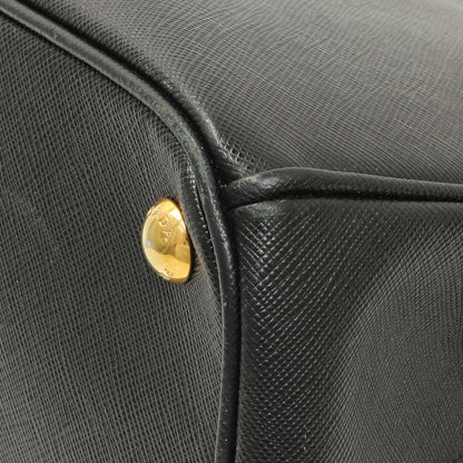 Exclusive Prada Black Saffiano Medium Galleria Double Zip Tote — Detail View