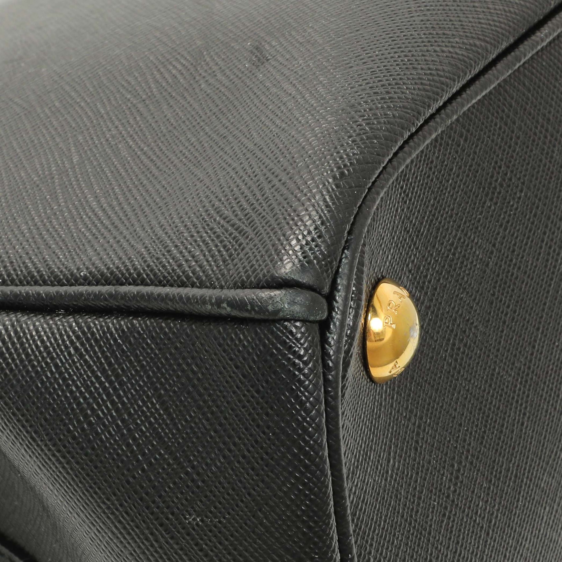 Exclusive Prada Black Saffiano Medium Galleria Double Zip Tote — Lifestyle View
