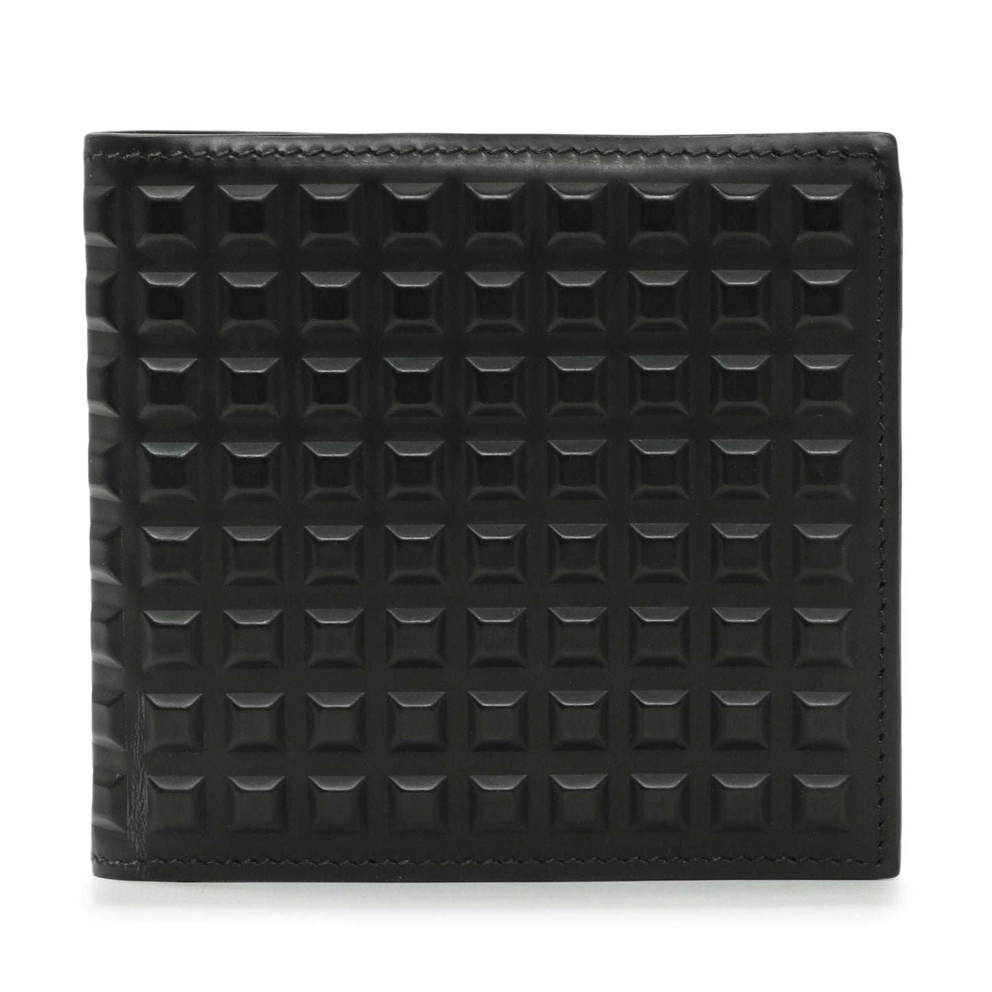 Exclusive Balenciaga Black Grid Embossed Calfskin Bifold Wallet — Front View