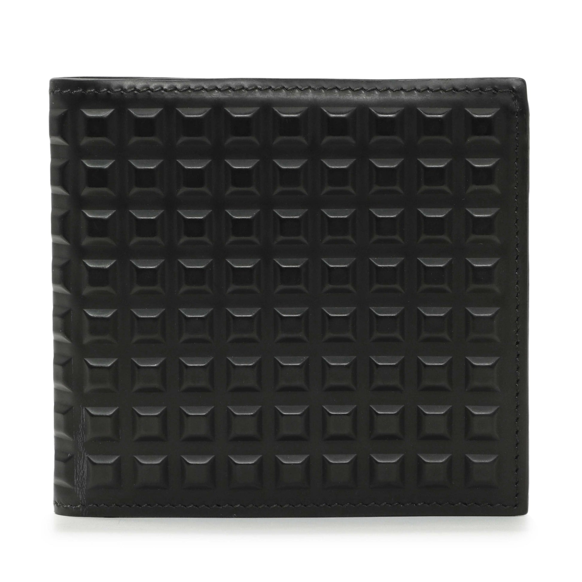 Exclusive Balenciaga Black Grid Embossed Calfskin Bifold Wallet — Front View