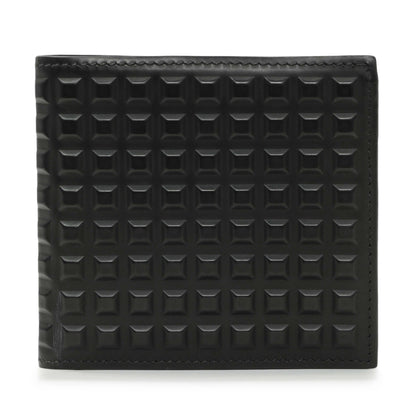 Exclusive Balenciaga Black Grid Embossed Calfskin Bifold Wallet — Front View