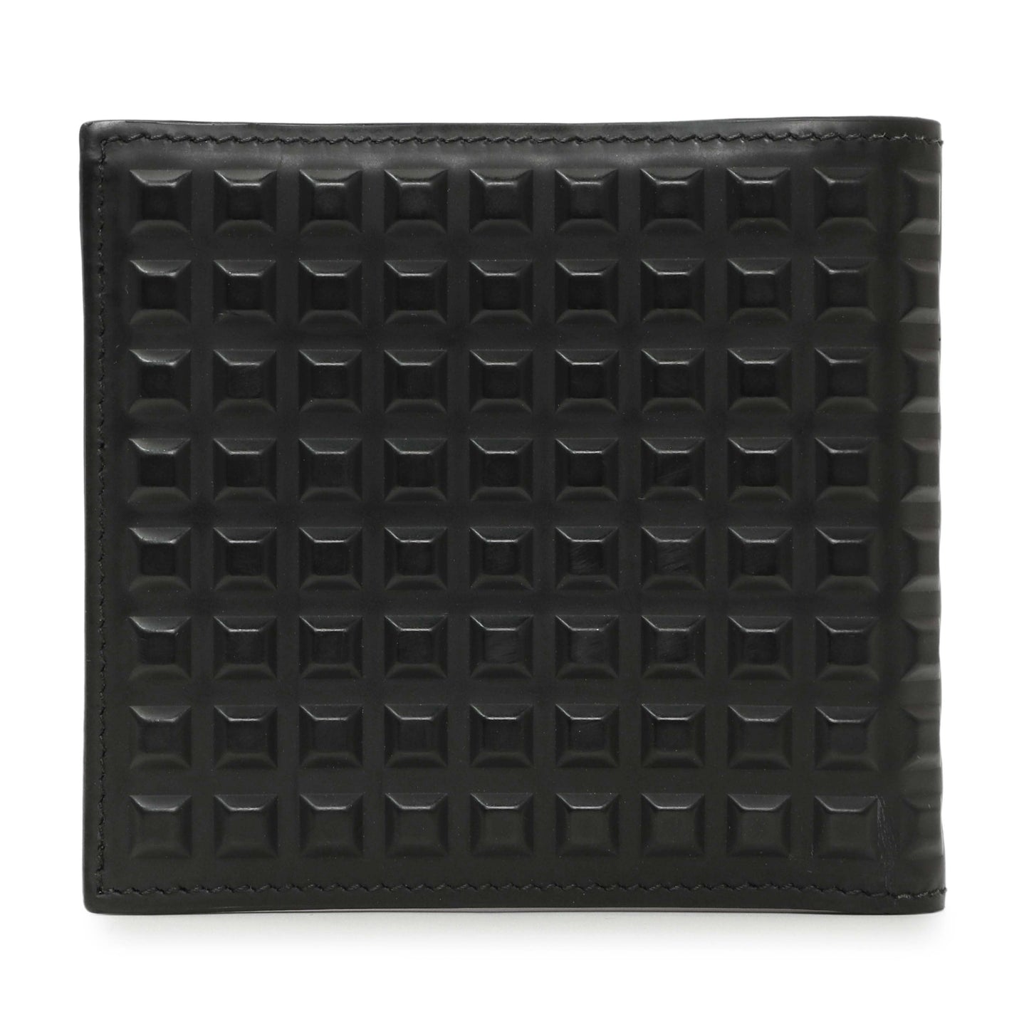 Exclusive Balenciaga Black Grid Embossed Calfskin Bifold Wallet — Side View