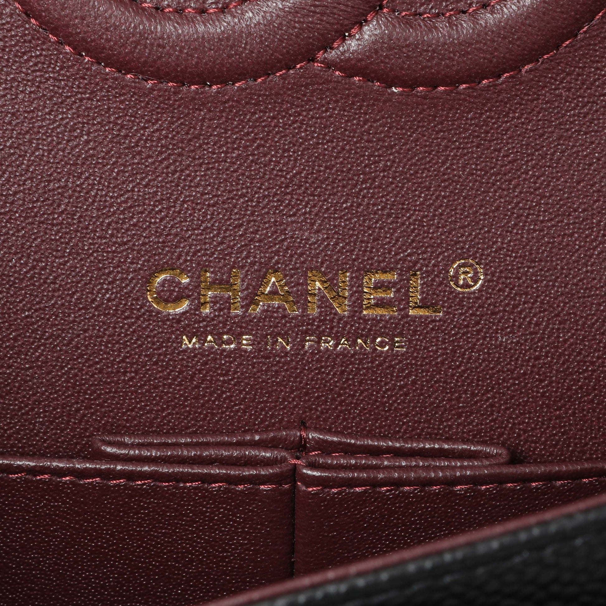 Exclusive Chanel Black Quilted Caviar Medium Classic Double Flap — Detail View