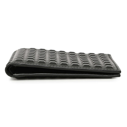 Exclusive Balenciaga Black Grid Embossed Calfskin Bifold Wallet — Back View