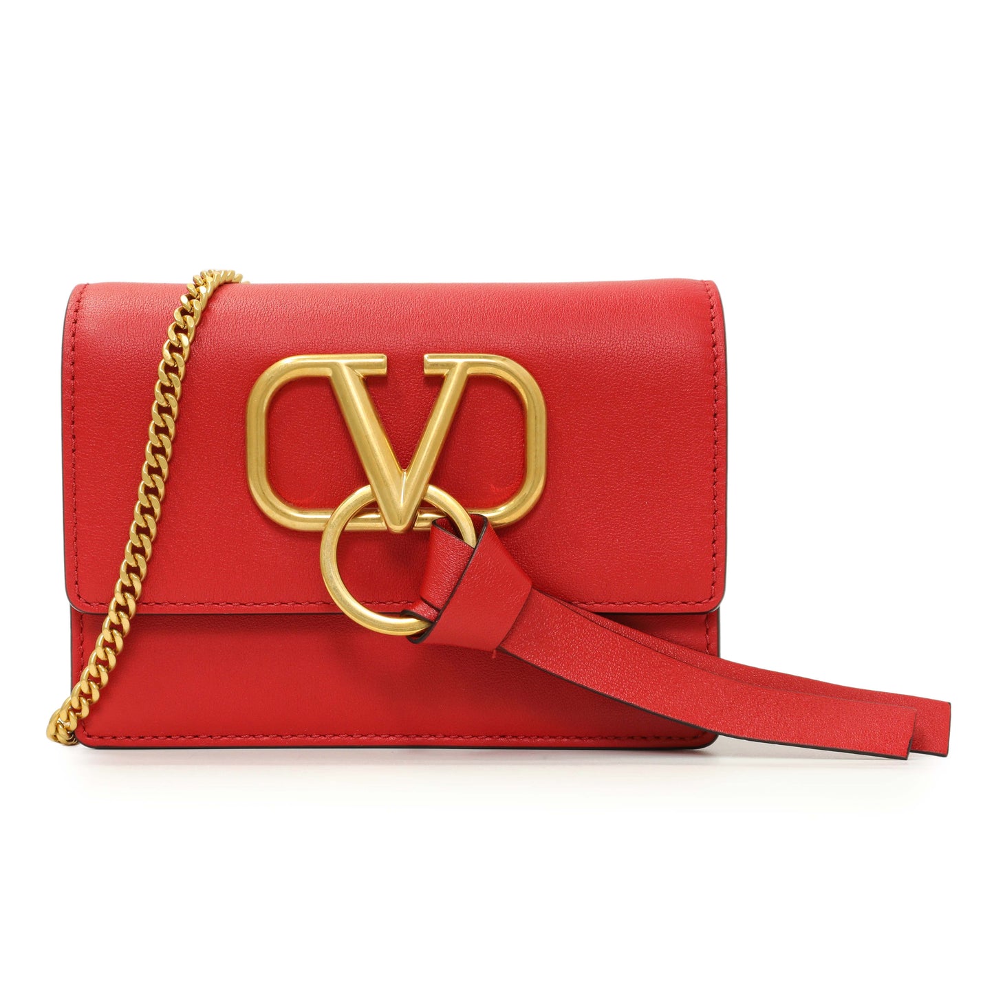Exclusive Valentino Smooth Calfskin Mini VRing Crossbody Bag — Front View