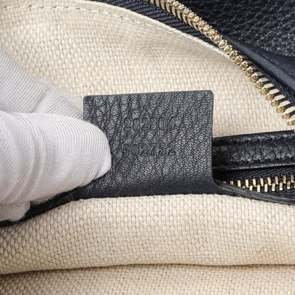 Exclusive Gucci Navy Blue Pebbled Calfskin Soho Hobo — Lifestyle View