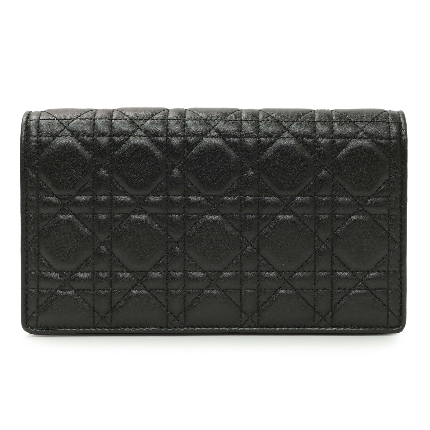 Exclusive Christian Dior Black Lambskin Cannage Lady Dior Pouch — Side View