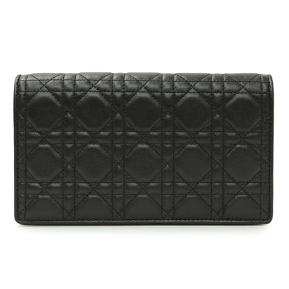 Exclusive Christian Dior Black Lambskin Cannage Lady Dior Pouch — Side View