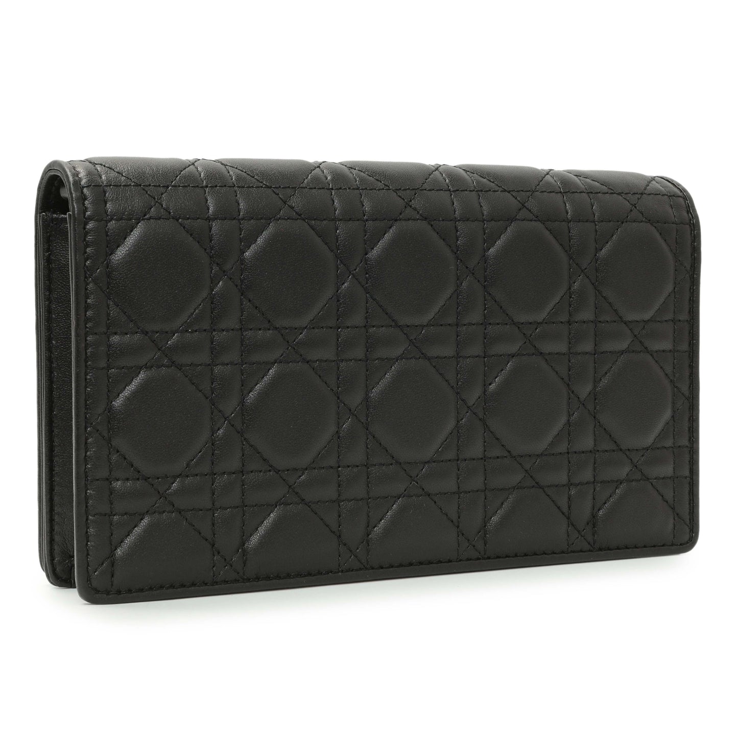 Exclusive Christian Dior Black Lambskin Cannage Lady Dior Pouch — Back View