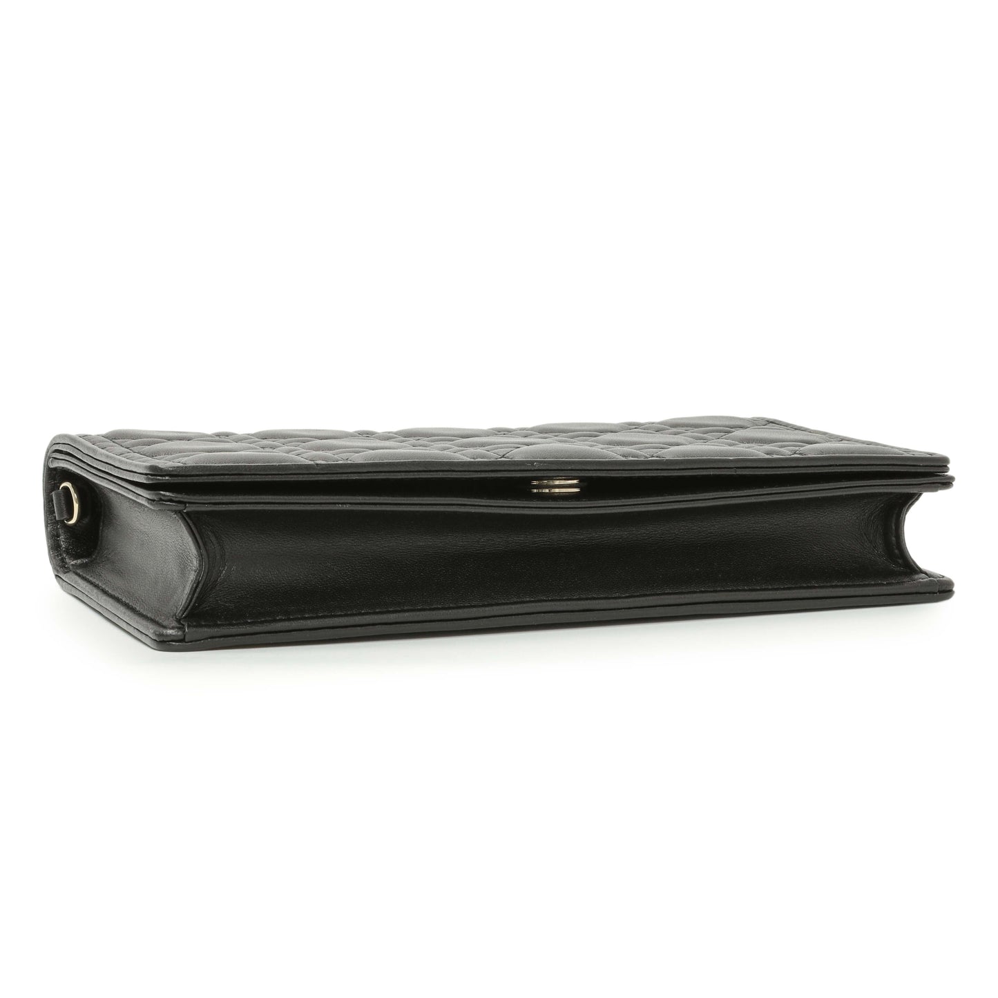 Exclusive Christian Dior Black Lambskin Cannage Lady Dior Pouch — Top View