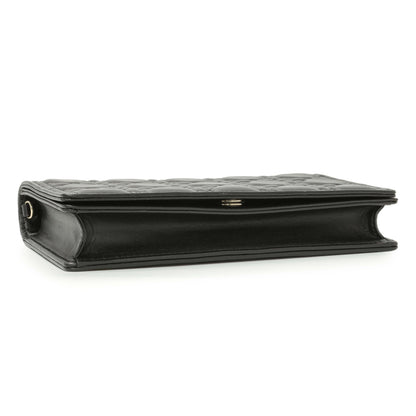 Exclusive Christian Dior Black Lambskin Cannage Lady Dior Pouch — Top View