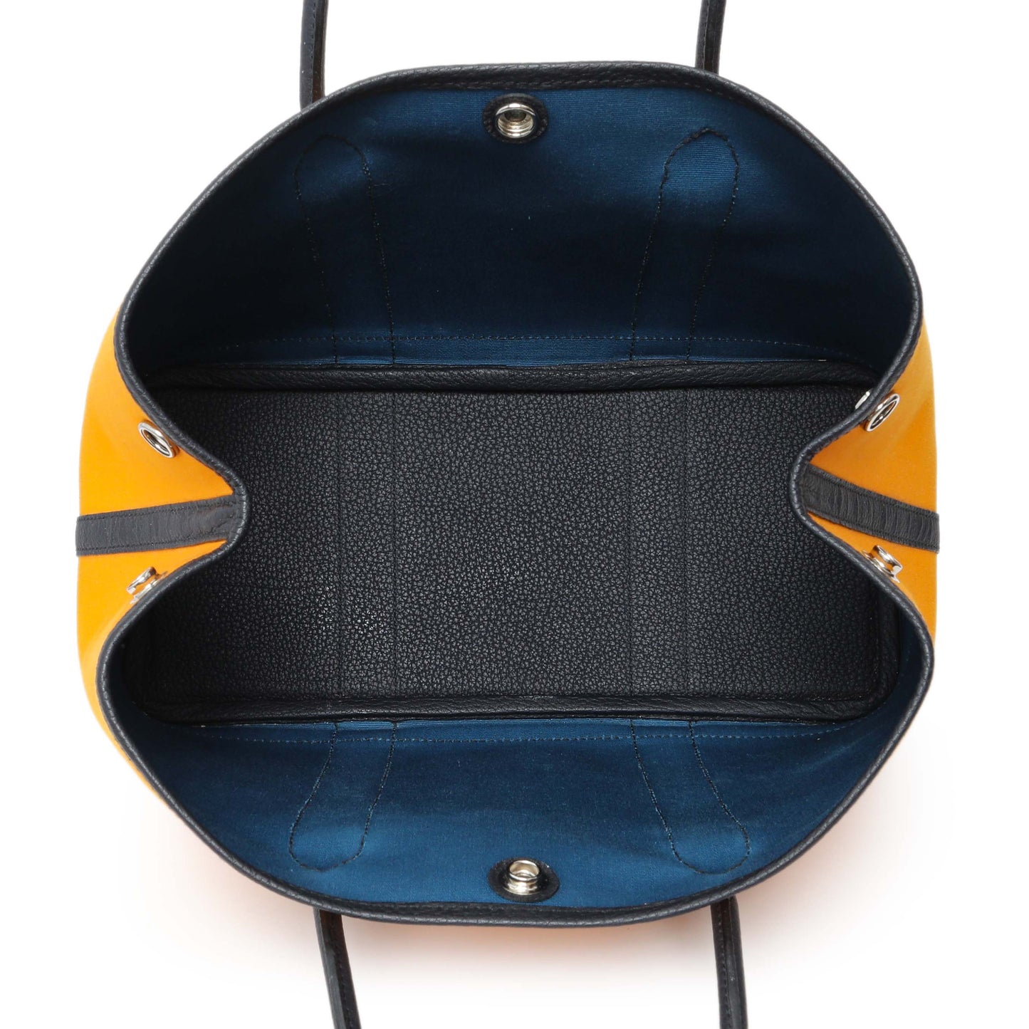 Exclusive Hermes Jaune D'Or Bleu Outremer Toile Officier Negonda Garden Party 30 TPM — Top View