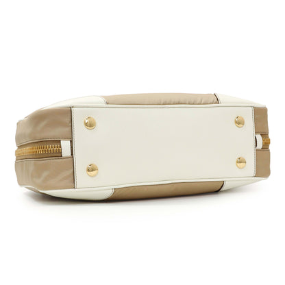 Exclusive Prada Camel White Re-Nylon Saffiano Medium Re-Edition 1978 Two Handle Bag — Back View