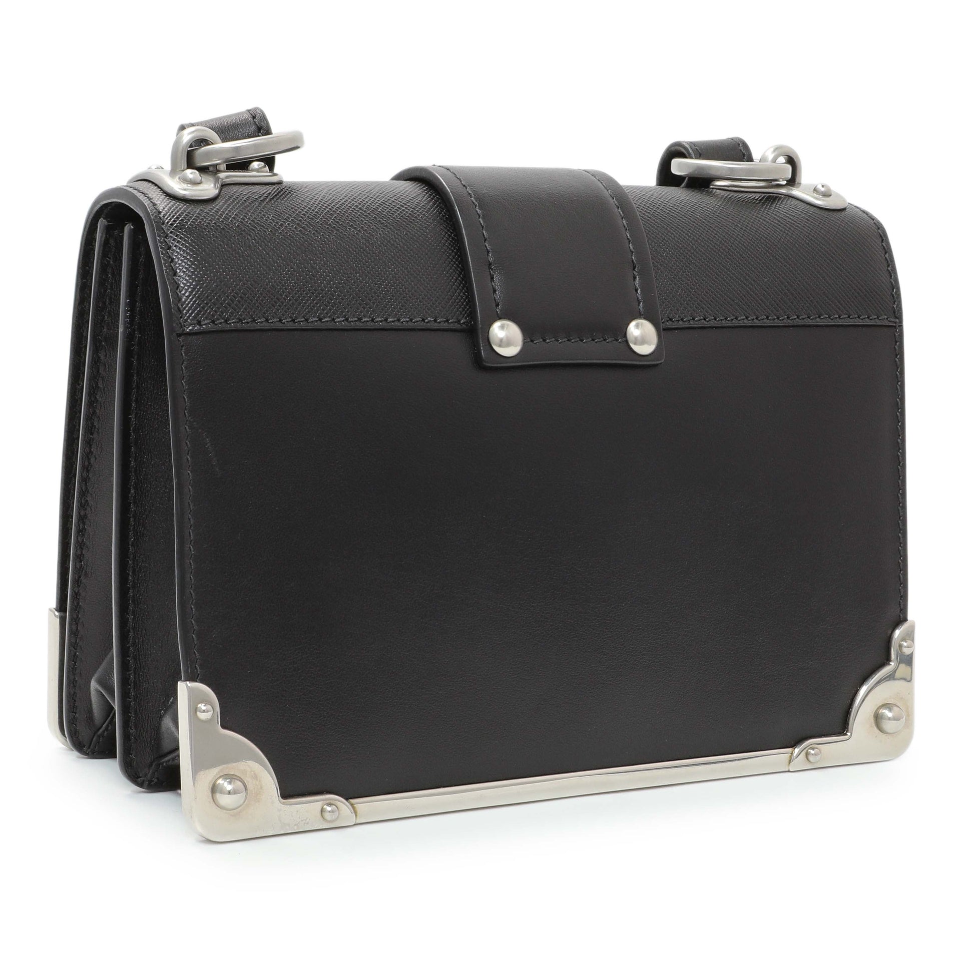 Exclusive Prada Black City Calf Saffiano Cahier Bag — Side View