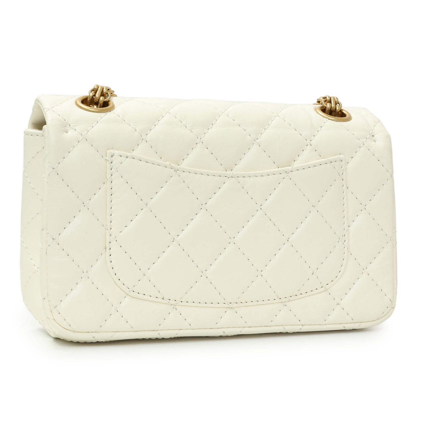 Exclusive Chanel White Quilted Aged Calfskin 2.55 Reissue Flap 224 — Side View