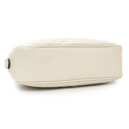 Exclusive Gucci White Calfskin Matelasse Small GG Marmont Chain Shoulder Bag — Back View
