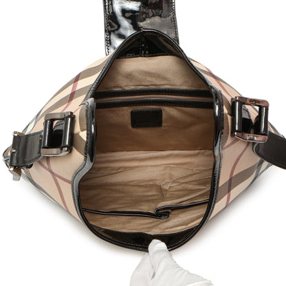Exclusive Burberry Black Patent Nova Check Brook Hobo — Alternate View 8