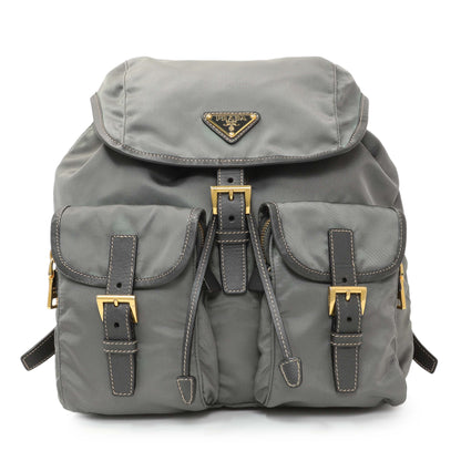 Exclusive Prada Grey Tessuto Nylon Medium Backpack — Front View