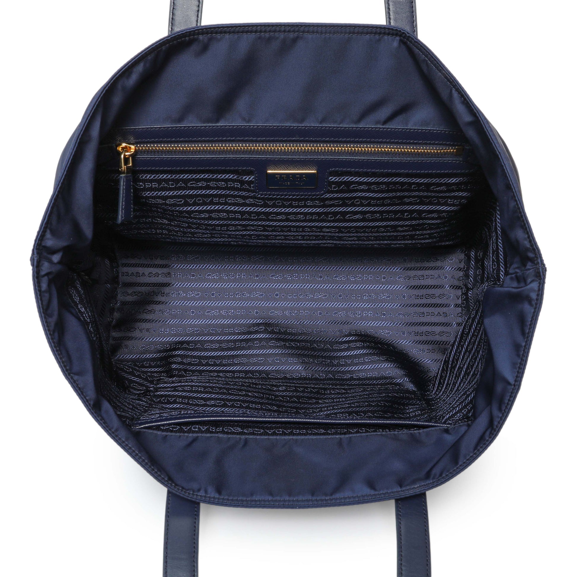 Exclusive Prada Blue Re-Nylon Saffiano Re-Edition 1978 Tote — Top View