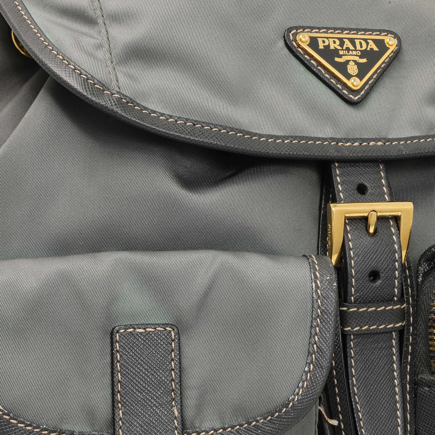 Exclusive Prada Grey Tessuto Nylon Medium Backpack — Alternate View 7